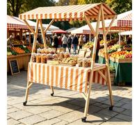 Bancarella Per Il Mercato Contadino, Carrello Da Venditore Con Ruote | Espositore Portatile Da Bancarella Con Tettoia Per La Vendita Ambulante E Gli Eventi,Orange 1,150cm/59in