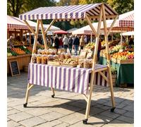 Bancarella Per Il Mercato Contadino, Carrello Da Venditore Con Ruote | Espositore Portatile Da Bancarella Con Tettoia Per La Vendita Ambulante E Gli Eventi,Blue 2,150cm/59in