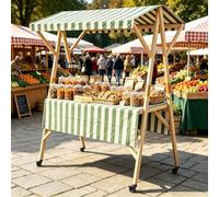 Bancarella Per Il Mercato Contadino, Carrello Da Venditore Con Ruote | Espositore Portatile Da Bancarella Con Tettoia Per La Vendita Ambulante E Gli Eventi,Green 1,120cm/47.2in