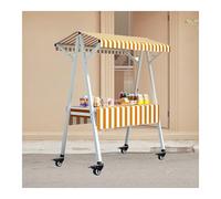 Bancarella pieghevole con ruote, carrello vendite pop-up per eventi all'aperto, protezione da sole e pioggia, espositore portatile per centri commerciali (strisce gialle, 110 x 60 x 200 cm)