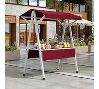 Bancarella Portatile per Cibo da Strada, Chiosco per la Vendita di Cibo in Concessione, Carretto Per Fiori, per campeggio all'aperto/vendita al mercato(Red,180cm/70.8in)