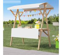 Bancarelle leggere for mercati agricoli con da sole, carretto mobile pieghevole for esterni, espositore portatile for cibo, frutta e fiori for fiere artigianali.(White,Width/120cm)