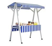 Bancarelle Leggere Per Mercati Agricoli Con Tenda Da Sole, Banco Espositivo per Cibo da Stra, per Hot Dog in Vendita, Caramelle/Dessert/Giocattoli(Blue,160cm/62.9in)