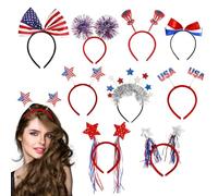 Banche per donne del 4 luglio, fascia patriottica, 9x Accessori per capelli blu bianco blu bianco, Decorazione per capelli a stella, copricapo di bandiera statunitense, oggetti di scena fotografici