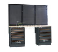 Banco arredo officina Beta C45PRO BPW-2,0 piano in legno e moduli cassettiera