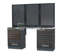 Banco arredo officina Beta C45PRO BPX-2,0 piano Inox e moduli cassettiera