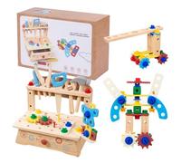 Banco attrezzi in legno - Set bambini con viti, kit gioco | Giocattolo educativo, attività didattica, sviluppo infantile, regalo festa, divertimento stanza giochi, uso interno esterno