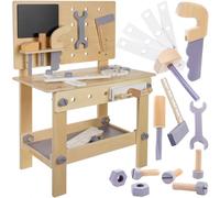 BANCO Attrezzi Lavoro in Legno per Bambini Banchetto del Falegname Grande Giocattolo h. 67 cm con Attrezzi e Accessori