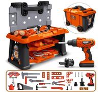 Banco Attrezzi per Bambini 2 in 1 65 Pz Valigetta Trapano Elettrico Idea Regalo