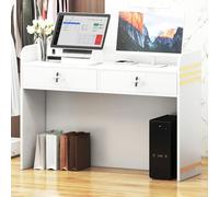 Banco cassa con serratura per reception con cassetti, tavolo negoziale per saloni, supermercati e uffici, soluzione per reception