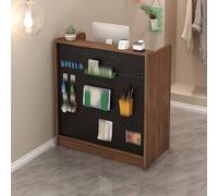 Banco cassa della reception con cassetto e ripiani e pannello privato per salone, sala ricevimenti, ufficio, nero 80 cm