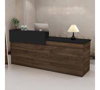 Banco cassa in legno a forma di L per scrivania da ufficio e reception tavolo per computer - soluzione salvaspazio elegante e durevole per spazi di lavoro moderni