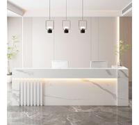 Banco commerciale per ricevimenti da 1,2 m con contatore e stoccaggio, striscia luminosa a LED, moderno, banco cassa anteriore per saloni di bellezza, barbieri, struttura bianc bianco
