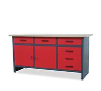 Banco da lavoro con piano di lavoro con 6 cassetti 2 scomparti con chiave