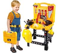 Banco da Lavoro Giocattolo per Bambini Trasformabile in Valigetta, Gioco Portatile Comodo per Giocare, Piano con Attrezzi e Accessori, Trapano, Set Giochi di Imitazione Educativi Libera la fantasia de