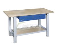 Banco da lavoro in kit di montaggio Fervi B022/15 piano in legno e 2 cassetti