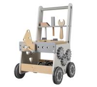 Banco da lavoro per bambini in legno 3 in 1 - officina con attrezzi e stoccaggio, carrello scorrevole con ruote silenziose, gioco di smistamento e morsa - dai 3 anni in su, bordi arrotondati, set di