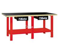 Banco da lavoro tecnico Beta Tools C56W in acciaio con piano in legno red