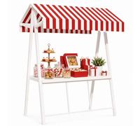 Banco Da Mercato Pieghevole Da 150 Cm Con Tendalino - Struttura Robusta In Ferro Per Panetteria, Fiori Ed Eventi(Red)
