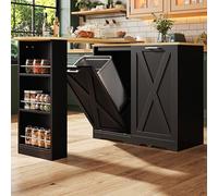 Banco da pranzo girevole a 360°, semplice e moderno, multifunzionale, adatto per camera da letto, soggiorno, sala da pranzo, credenza girevole con ripiani laterali, nero, con porta a battente