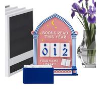 Banco di lettura - Cartello libresco da 4 pollici | Tracker stampato in PLA 3D - Display creativo per traguardi annuali con 20 carte numeriche per biblioteche domestiche. Questo divertente ornamento p