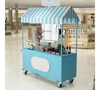 Banco di mostra mobile del venditore del carrello dell'alimento con le ruote, scaffale resistente della concessione per la vendita di snack, bevande e hot dog