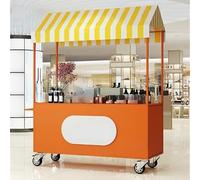 Banco di mostra mobile del venditore del carrello dell'alimento con le ruote, scaffale resistente della concessione per la vendita di snack, bevande e hot dog
