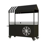 Banco di mostra portatile dell'alimento con il baldacchino, carrello all'aperto del venditore del ferro per la strada e i mercati degli agricoltori, stalla mobile del mercato