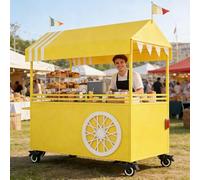 Banco di mostra portatile dell'alimento con il baldacchino e le ruote bloccabili, bancarella mobile di vendita del ferro per gli eventi alimentari del mercato, facile da montare