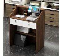 Banco di ricevimento con il cassetto chiudibile a chiave e lo scaffale aperto, reception commerciale per la cassa dell'ufficio