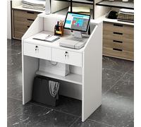 Banco di ricevimento con il cassetto chiudibile a chiave e lo scaffale aperto, reception commerciale per la cassa dell'ufficio