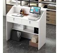 Banco di ricevimento con il cassetto chiudibile a chiave e lo scaffale aperto, reception commerciale per la cassa dell'ufficio