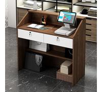 Banco di ricevimento con il cassetto chiudibile a chiave e lo scaffale aperto, reception commerciale per la cassa dell'ufficio