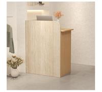 Banco di ricezione chiudibile a chiave con fori per la gestione dei cavi, altezza 80 cm, con maniglie in metallo rinforzato, dimensioni compatte (100 x 39,9 x 95 cm)