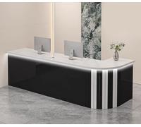 Banco di Ricezione con Bancone e Illuminazione a LED - Scrivania per Cassa in Legno Massello con Cassetti Blindati per Uffici, Centri Commerciali e Negozi al Dettaglio,A,120x60x80cm