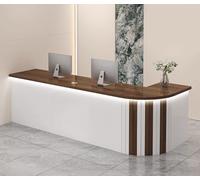 Banco di Ricezione con Bancone e Illuminazione a LED - Scrivania per Cassa in Legno Massello con Cassetti Blindati per Uffici, Centri Commerciali e Negozi al Dettaglio,B,120x60x80cm
