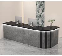 Banco di Ricezione con Bancone e Illuminazione a LED - Scrivania per Cassa in Legno Massello con Cassetti Blindati per Uffici, Centri Commerciali e Negozi al Dettaglio,D,140x60x80cm