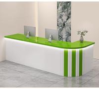Banco di Ricezione con Bancone e Illuminazione a LED - Scrivania per Cassa in Legno Massello con Cassetti Blindati per Uffici, Centri Commerciali e Negozi al Dettaglio,E,120x60x80cm