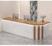 Banco di Ricezione con Bancone e Illuminazione a LED - Scrivania per Cassa in Legno Massello con Cassetti Blindati per Uffici, Centri Commerciali e Negozi al Dettaglio,C,120x60x80cm