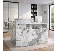 Banco di ricezione e cassette di ricevimento con ripiani aperti - Reception banco in legno per parrucchiere, beauty studio, negozio, supermercato, casse (senza cassetti)