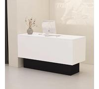 Banco di ricezione moderno con contenitore, design in legno ingegnerizzato per la hall dell'ufficio e il salone