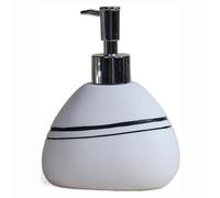 Banco dispenser di sapone Distributore di sapone in ceramica a forma di ciottolo for cucina, distributore di sapone for le mani ricaricabile con pompa antiruggine detersivo piatt bottiglia(Wit)