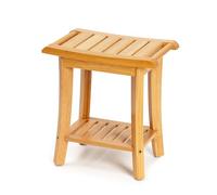 Banco doccia in bambù con ripiano portaoggetti per il relax in bagno, soggiorno, camera da letto e giardino, ideale per anziani e tutte le età