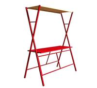 Banco Espositivo Pieghevole da Esterno, Stand Pop-Up da Banco | Telaio a X in Acciaio Galvanizzato con Tetto per Mercati dell'Artigianato e Pop-Up Retail(Red,100cm/39.4in)