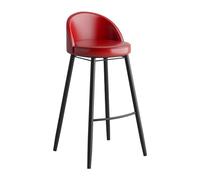 banco PCS, Sedia da Bar per l'isola della Cucina, sgabelli con la Schiena, Sedile Pelle PU, Gambe in Metallo Nero (Altezza Rossa 75 cm)