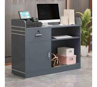 Banco per reception con bancone, moderno tavolo per le casse, per lobby e saloni, con contenitore, ideale per ambienti di vendita al dettaglio