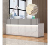 Banco per ricevimenti con luci a LED, bancone anteriore con cassetto e mensole, bancone per ufficio, salone, hall
