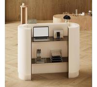 Banco per ricevimenti dal design curvo, banco cassa portatile per mostre artigianali, negozi al dettaglio, hotel e piccoli spazi