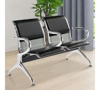 Banco reception 2 posti con braccioli e schienali, telaio in acciaio laminato a freddo resistente per aree di attesa in spazi pubblici