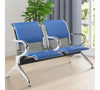 Banco reception 2 posti con braccioli e schienali, telaio in acciaio laminato a freddo resistente per aree di attesa in spazi pubblici